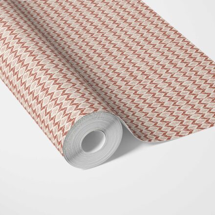 'Slate Crest' Geometric Ikat Striped Wallpaper (Brick Red/ White)