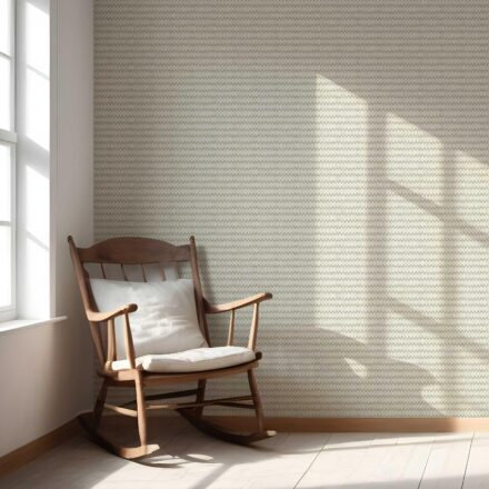 'Tinted Treasures' Geometric Ikat Striped Wallpaper (Olive Green/ White) - Image 5