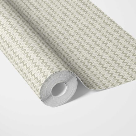 'Tinted Treasures' Geometric Ikat Striped Wallpaper (Olive Green/ White)