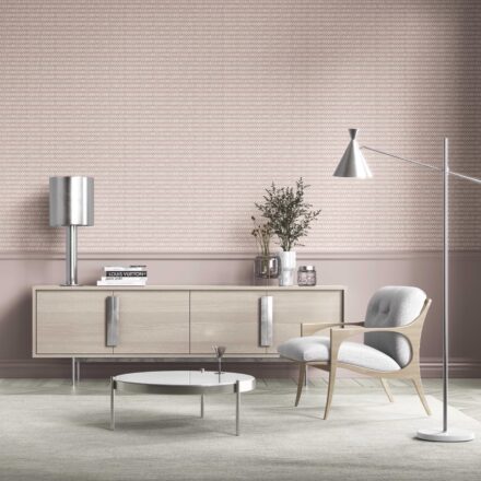 'Angel Harp' Geometric Ikat Striped Wallpaper (Pink/ White) - Image 3