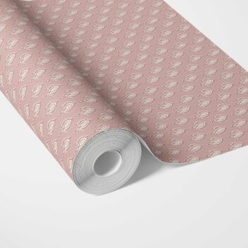 'Heather Mist' Textured Teardrop/ Paisley Block Print Wallpaper (Rose Pink/ White)