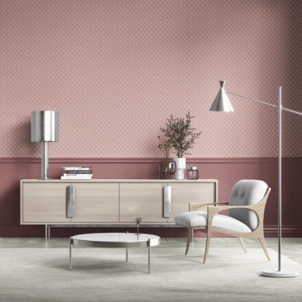 'Heather Mist' Textured Teardrop/ Paisley Block Print Wallpaper (Rose Pink/ White) - Image 3