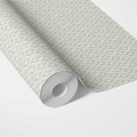 'Cecelia' Neutral Geometric Scallops Floral Wallpaper (Green/ White)