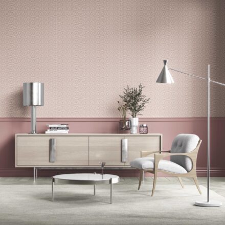 'Boulevard' Geometric Scallops Floral Wallpaper (Pink/ White) - Image 2