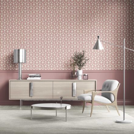 'Lychee' Modern Floral Botanical Wallpaper (Pink/ White) - Image 2