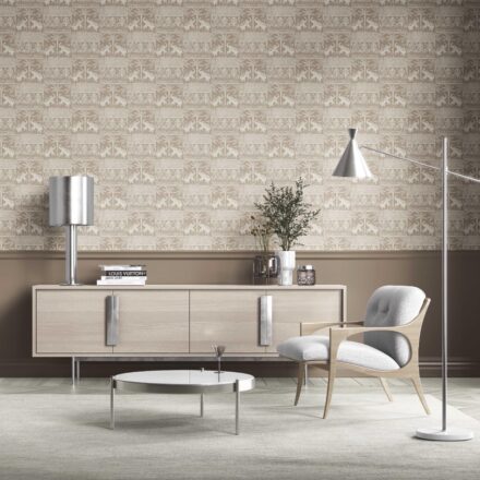 'Creamy Crust' Ethnic/ Heritage Elephants & Animals Print Wallpaper (Beige/ Brown/ White) - Image 2