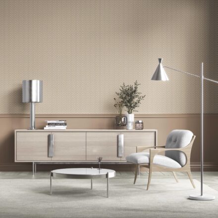 'Pavo' Neutral-Toned/ Small Geometric Print Wallpaper (Brown/ Beige/ White) - Image 3