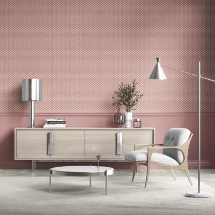 'Mexicali' Small-Scale Geometric Print Wallpaper (Blush Pink/ White) - Image 3