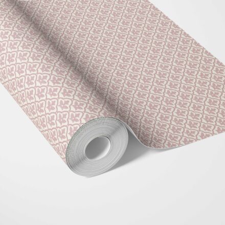 'Iruya' Small-Scale Floral Lattice Wallpaper (Soft Pink/ White)