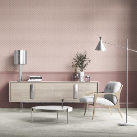 'Coffee Bean' Small-Scale Floral Lattice Wallpaper (Pink/ White) - Image 3