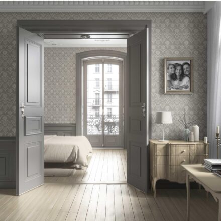 'Prometheus' Modern Neural-Toned Floral/ Botanical Wallpaper (Warm Gray/ Greige/ White) - Image 4