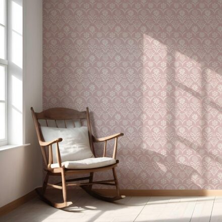 'Griffin' Modern Floral Botanical Wallpaper (Pink/ White) - Image 2