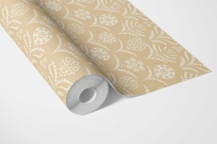 'Bialy' Modern Floral Botanical Wallpaper (Yellow/ White) - Image 3