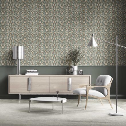 'Aramis' Modern Botanical Floral Wallpaper (Forest Green / Beige) - Image 2