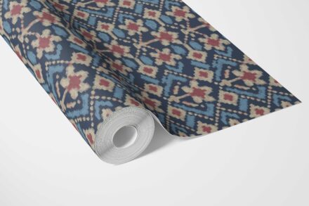 'Rubiyan' Modern Botanical Floral Wallpaper (Navy Blue/ Pink/ Beige) - Image 3