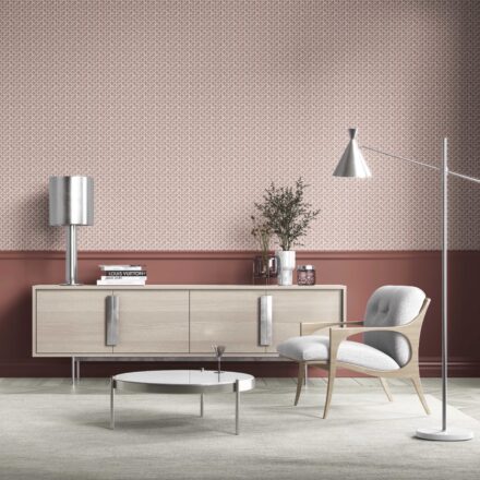 'Kinkajou' Small-Scale Floral Lattice Wallpaper (Red/ Pink/ White) - Image 3