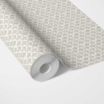 'Titania' Small-Scale Floral Lattice Wallpaper (Warm Gray/ Beige/ Taupe/ White)