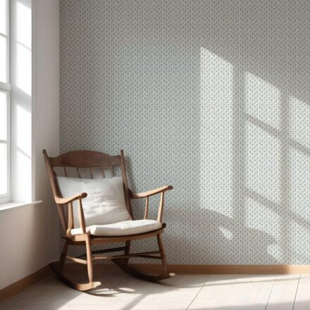 'Tayeb' Small-Scale Floral Lattice Wallpaper (Blue-Green/ White) - Image 5