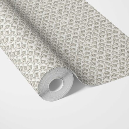 'Yansoon' Small-Scale Floral Lattice Wallpaper (Gray/ White)