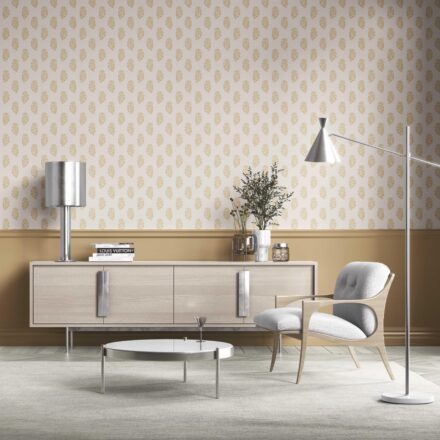 'Honey Haven' Botanical/ Floral Block Print Wallpaper (Yellow/ Cream) - Image 2