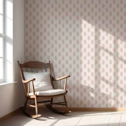 'Earina' Botanical/ Floral Block Print Wallpaper (Pink/ Cream) - Image 5