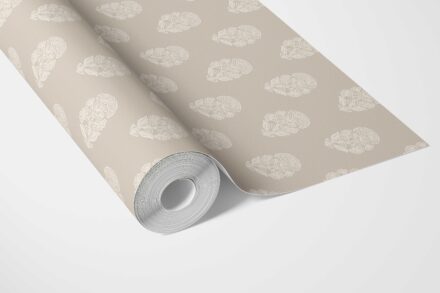 'Ouro' Neutral Botanical/ Floral Block Print Wallpaper (Beige/ White) - Image 3