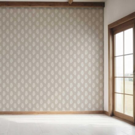 'Anselme' Neutral Botanical/ Floral Block Print Wallpaper (Gray/ White) - Image 7