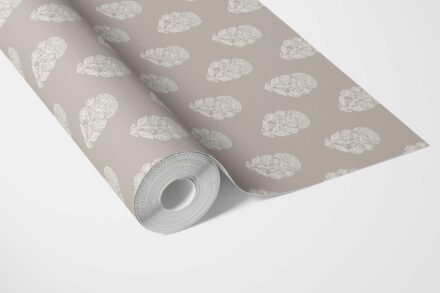 'Anselme' Neutral Botanical/ Floral Block Print Wallpaper (Gray/ White) - Image 3