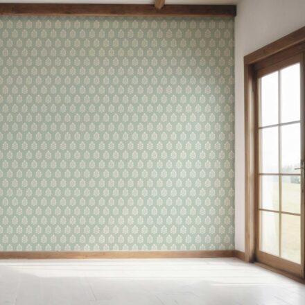 'Gambari' Vintage-Inspired Botanical Floral Block Print Wallpaper (Duck Egg Blue/ Cream) - Image 7