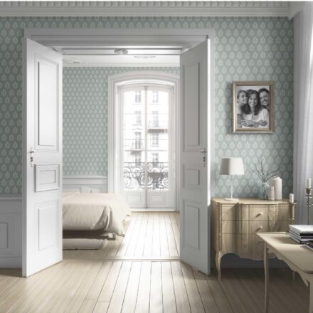 'Sumac' Vintage-Inspired Botanical Floral Block Print Wallpaper (Blue/ Cream) - Image 4