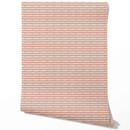 'Slate Crest' Geometric Ikat Striped Wallpaper (Brick Red/ White) - Image 2