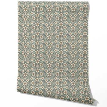 'Aramis' Modern Botanical Floral Wallpaper (Forest Green / Beige)