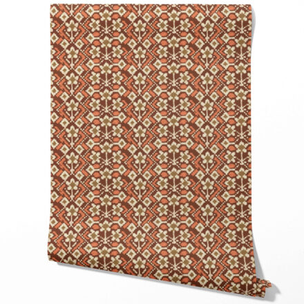 'Agate' Modern Botanical Floral Wallpaper (Brown/ Orange/ Beige)