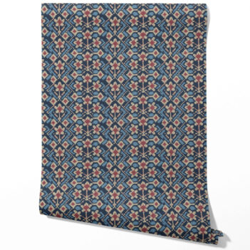 'Rubiyan' Modern Botanical Floral Wallpaper (Navy Blue/ Pink/ Beige)