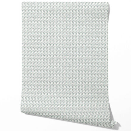 'Tayeb' Small-Scale Floral Lattice Wallpaper (Blue-Green/ White) - Image 2