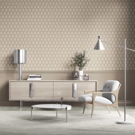 'Abella' Neutral Botanical/ Floral Block Print Wallpaper (Beige/ Taupe/ Tan) - Image 2