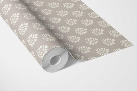 'Alistair' Neutral Botanical/ Floral Block Print Wallpaper (Gray/ Greige/ Cream) - Image 3
