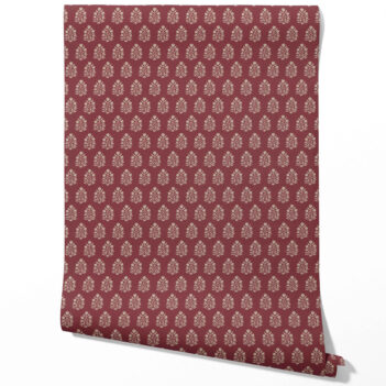 'Forever Young' Vintage-Inspired Botanical Floral Block Print Wallpaper (Red/ Beige)
