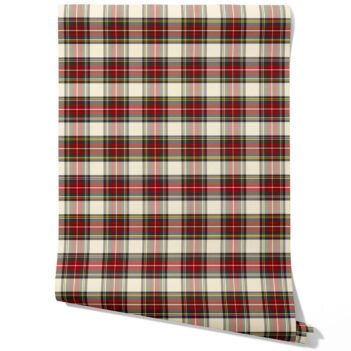 'Peregrine' Geometric Plaid Checkered Wallpaper (Red/ Cream/ Green/ Yellow)