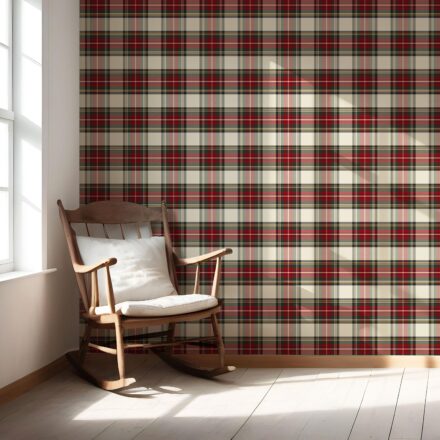 'Peregrine' Geometric Plaid Checkered Wallpaper (Red/ Cream/ Green/ Yellow) - Image 5