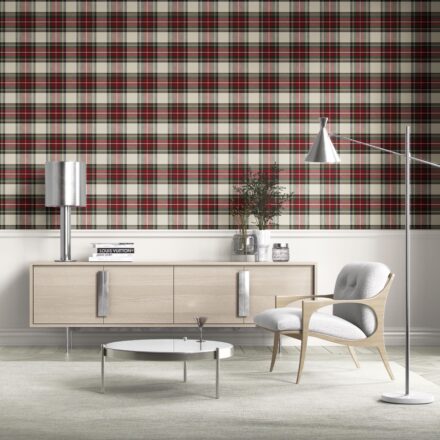 'Peregrine' Geometric Plaid Checkered Wallpaper (Red/ Cream/ Green/ Yellow) - Image 2