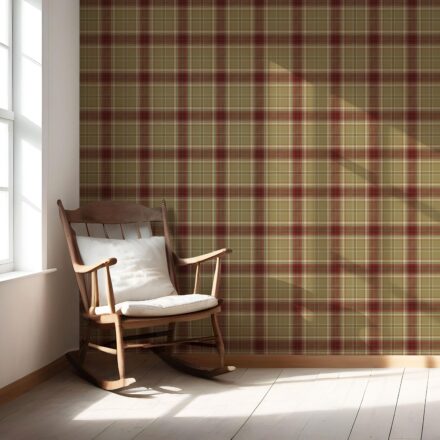 'Parisian' Geometric Plaid Checkered Wallpaper (Olive Green/ Brown/ Red) - Image 5