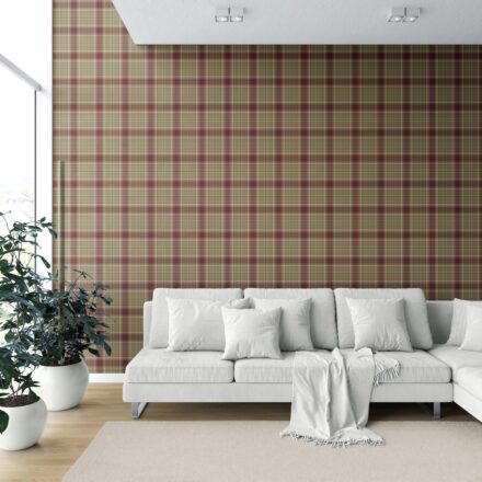 'Parisian' Geometric Plaid Checkered Wallpaper (Olive Green/ Brown/ Red) - Image 6