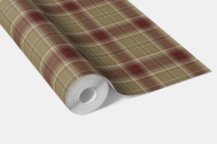 'Parisian' Geometric Plaid Checkered Wallpaper (Olive Green/ Brown/ Red) - Image 3