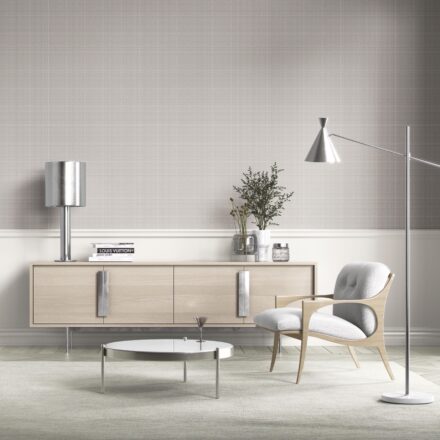 'Avalon' Plain/ Textured Check Wallpaper (Gray/ Greige/ Soft Taupe) - Image 2