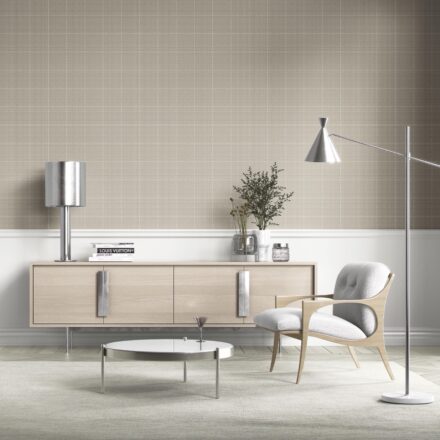 'Pomelo' Neutral Plain/ Textured Check Wallpaper (Soft Taupe/ Gray) - Image 2