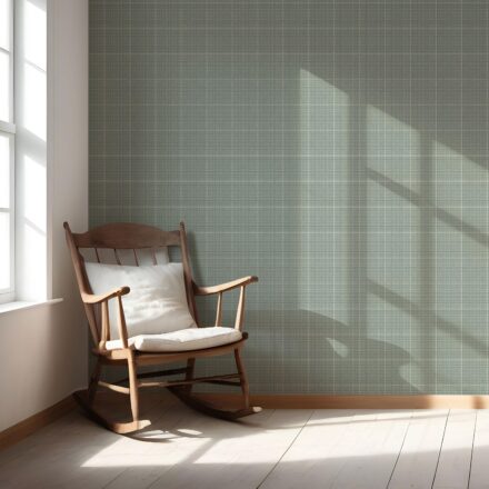 'Barley Ridge' Plain/ Textured Check Wallpaper (Sage Green) - Image 5