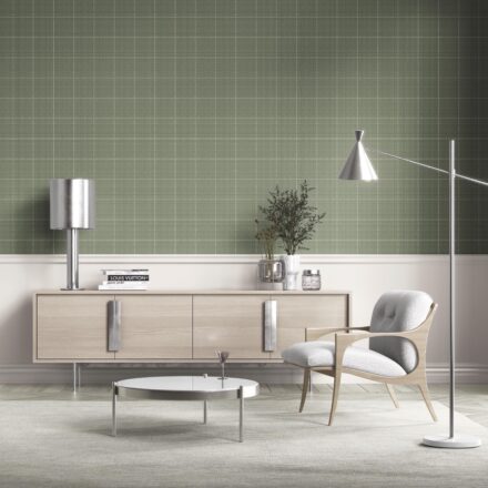 'Forest Garden' Plain/ Textured Check Wallpaper (Gray-Green) - Image 2
