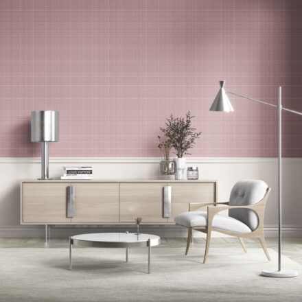 'Pichwai' Plain/ Textured Check Wallpaper (Pink) - Image 2