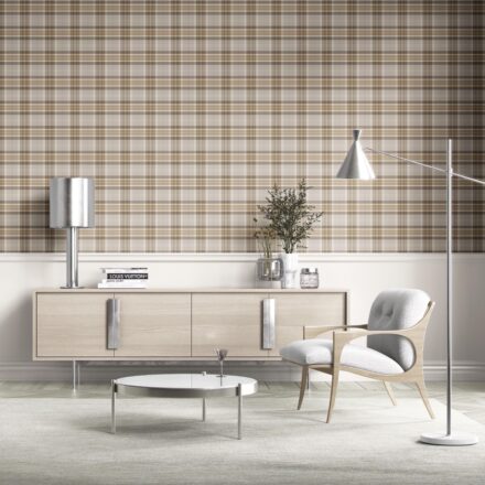 'Nilaya' Neutral Geometric Plaid Checkered Wallpaper (Beige/ Greige/ Taupe) - Image 2